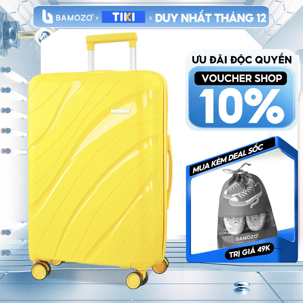 Vali Du Lịch Nancy Bamozo Nhựa Pp Cao Cấp, Vali Kéo Du Lịch Chống Va Đập - Bảo Hành 5 Năm. - Vàng - 20 Inch