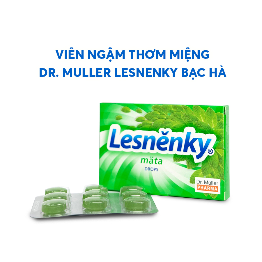 Kẹo ngậm thơm miệng cao cấp 3 vị Dr Muller Lesnenky vỉ 9 viên làm mát, vệ sinh răng miệng [Nhập khẩu Châu Âu