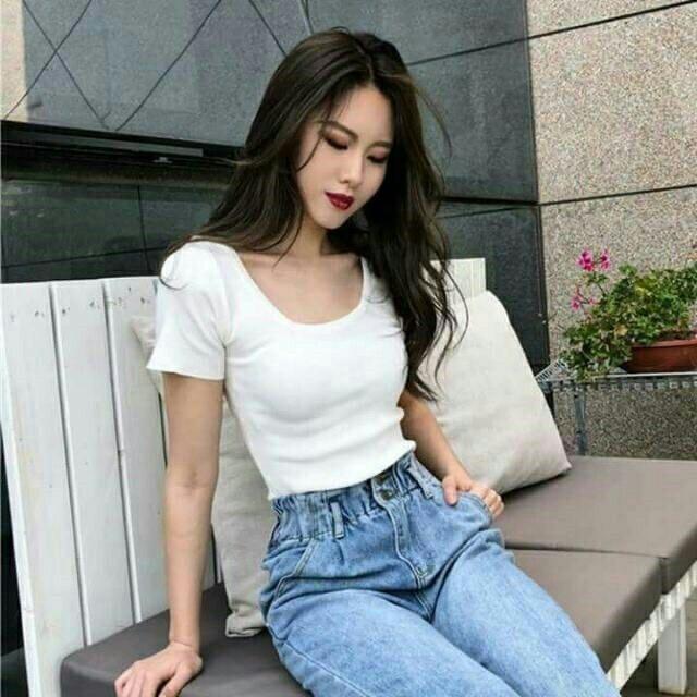 Áo thun nữ cổ vuông hàng mát mịn đẹp