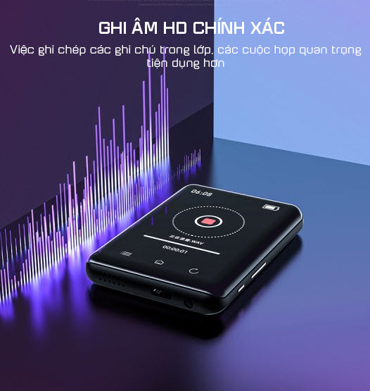 Máy Nghe Nhạc MP3 Ruizu D-66 Bộ Nhớ 16GB Màn Hình Cảm Ứng 2.8 inch Bluetooth 5.0 - Hàng Chính Hãng