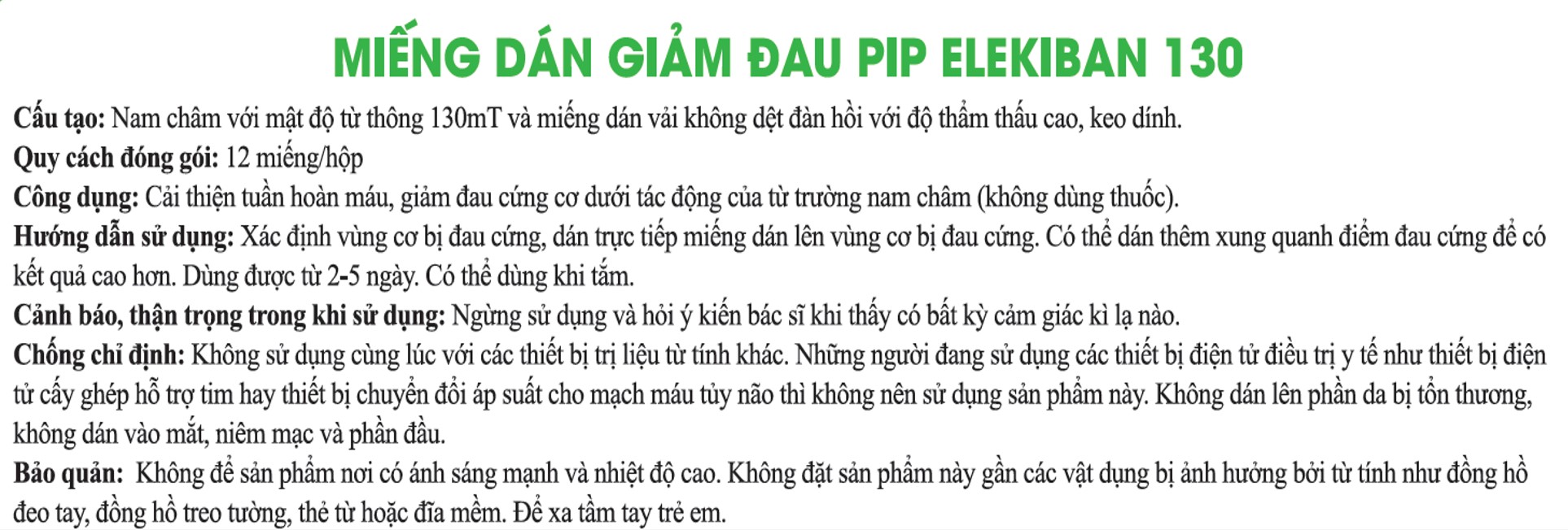 Miếng Dán Giảm Đau - Cải Thiện Tuần Hoàn Máu Pip Elekiban 130MT (12 Miếng)