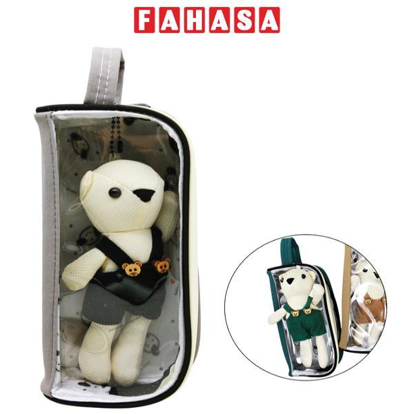 Bóp Viết Trong Suốt Kèm Gấu Xinh - Shunde 9110 - Màu Xám