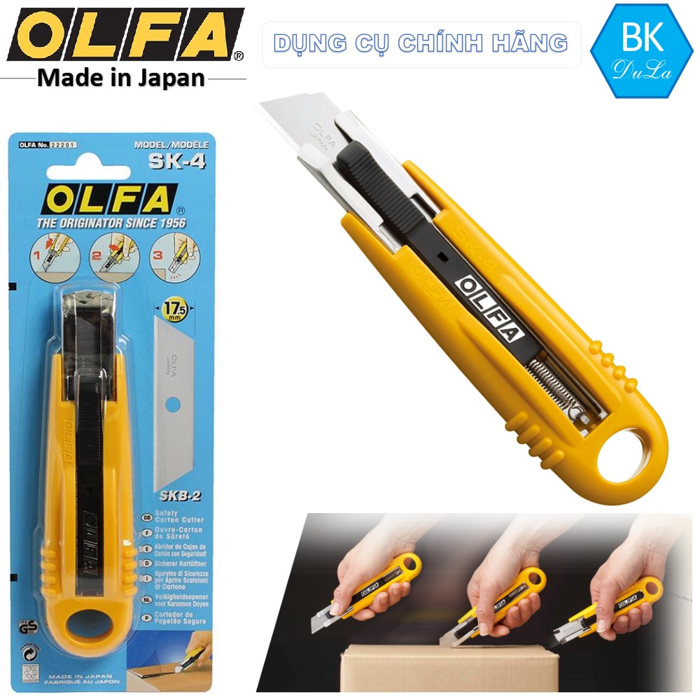 Dao cắt -Dao rọc giấy-an toàn tự động rút 17.5mm OLFA SK-4 GENUINE