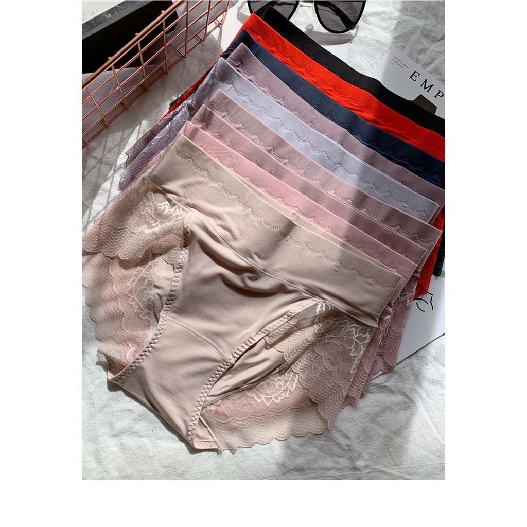 Quần gen bụng ️️Quần lót cotton pha ren cotton cao cấp - Quần chip cạp cao che khuyết điểm, bigsize đến 60kg
