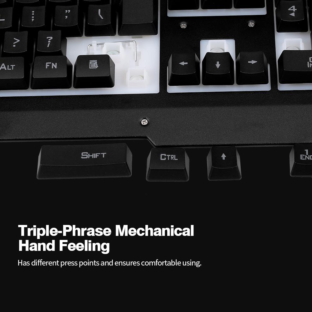 Bàn phím có dây USB Rainbow Backlit với Bảng điều khiển bằng kim loại Các phím treo cho máy tính PC