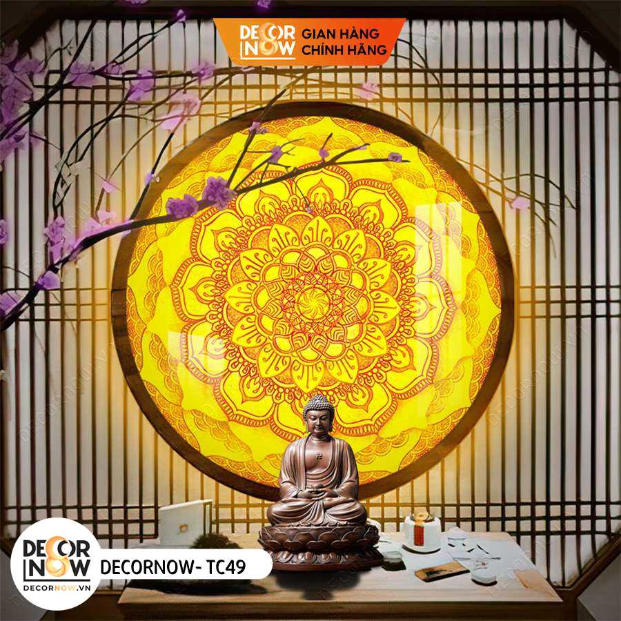 Đèn Hào Quang Phật In Tranh Trúc Chỉ DECORNOW 30,40 cm, Trang Trí Ban Thờ, Hào Quang Trúc Chỉ MANDALA DCN-TC49