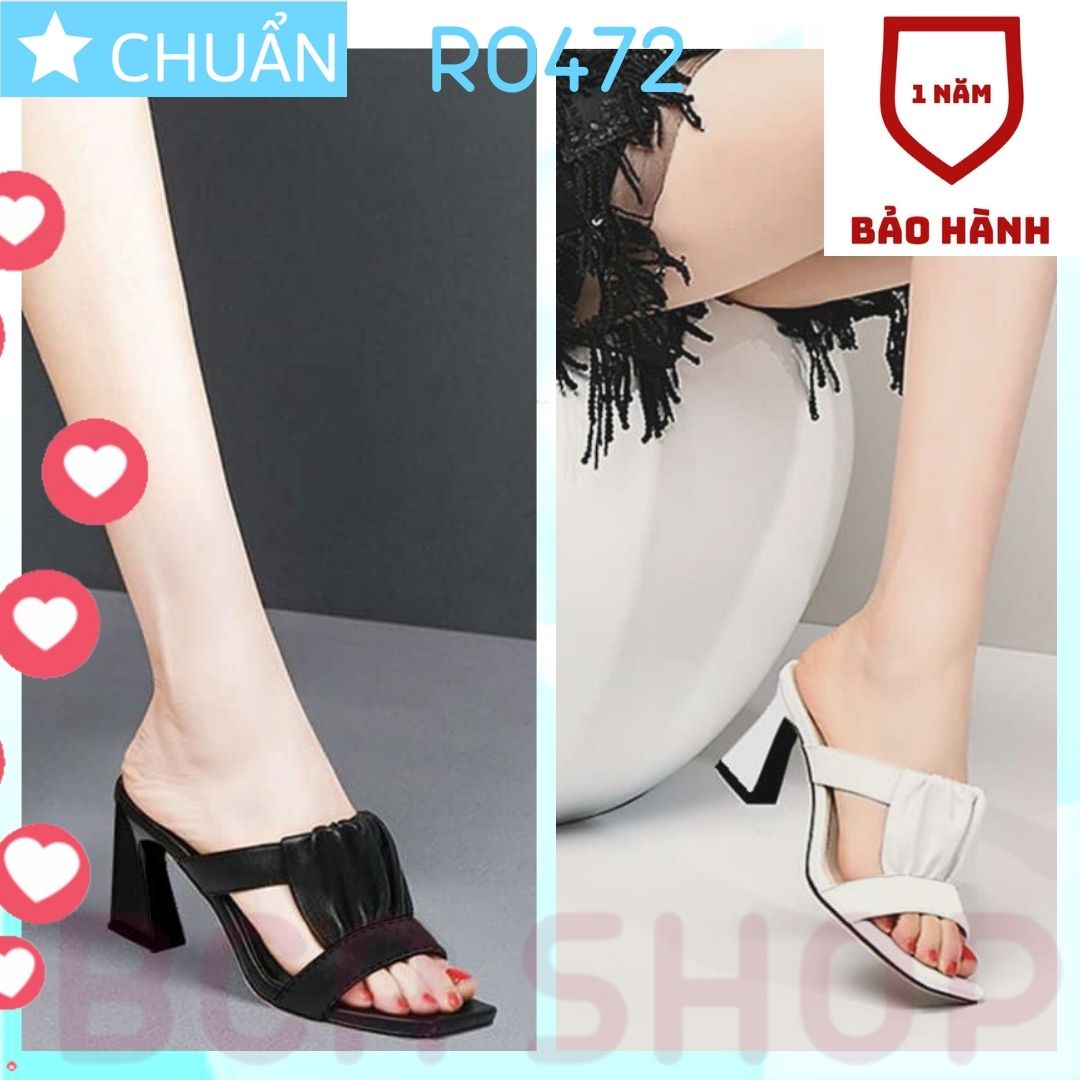 Giày cao gót nữ hở mũi cao 8 phân RO472 ROSATA tại BCASHOP quai ngang phối lưới cách điệu, thời trang - màu trắng