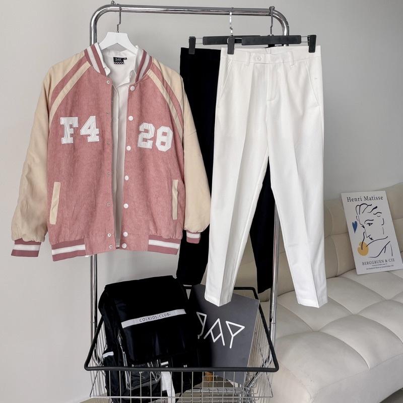 Áo Khoác Bomber Unisex Nhung gân màu ĐEN/NÂU/XANH/HỒNG Nam nữ unisex/Áo hoodie nút bấm form rộng Jaystoree