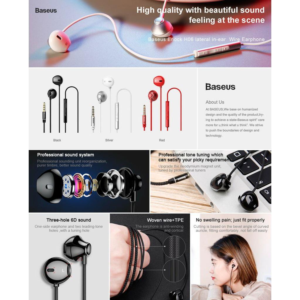 Tai nghe Encok H06 Lateral in ear hãng Baseus (Wire Earphone