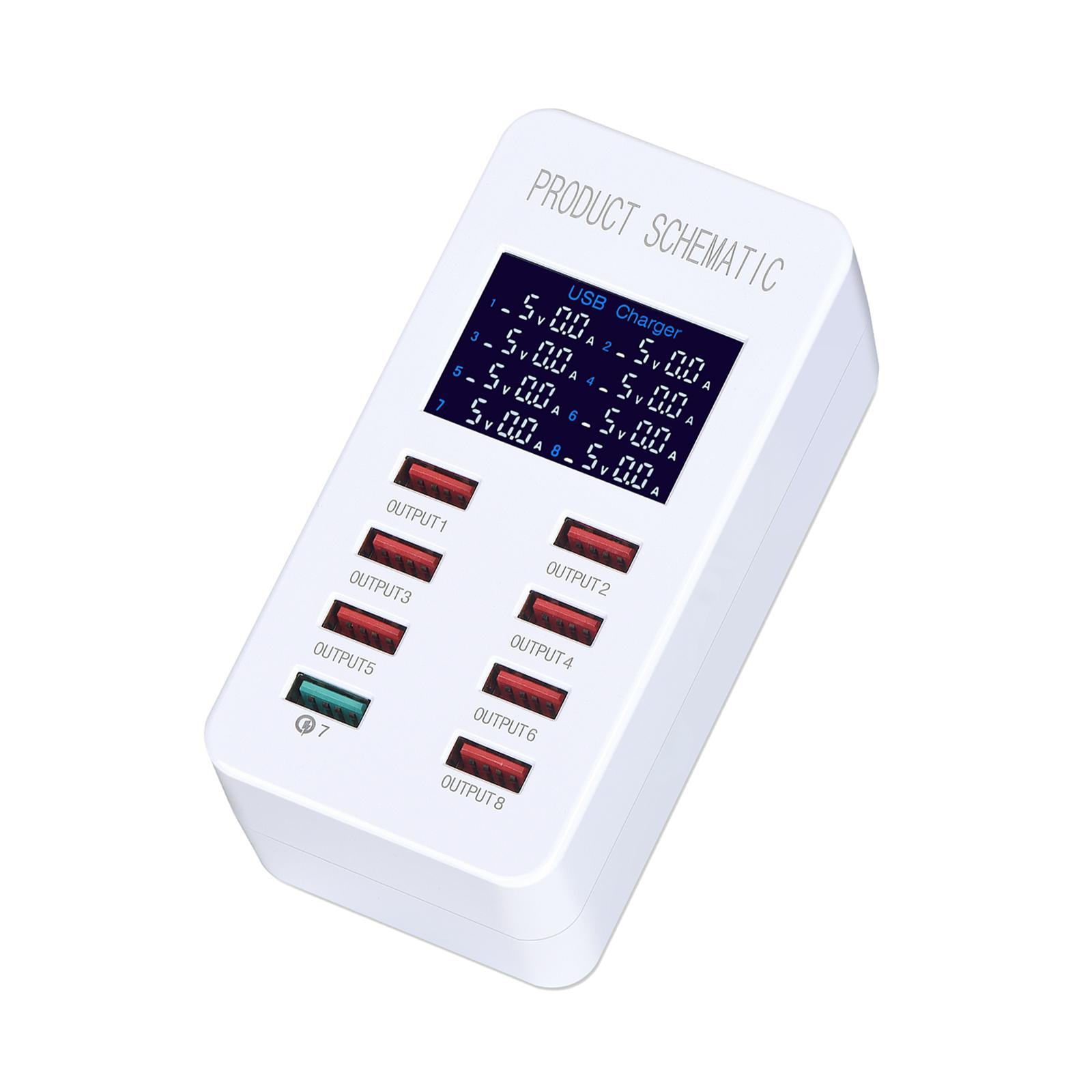 Multiple USB Charger 8 Port Desktop Charging Station for Smart Phone Earbuds
