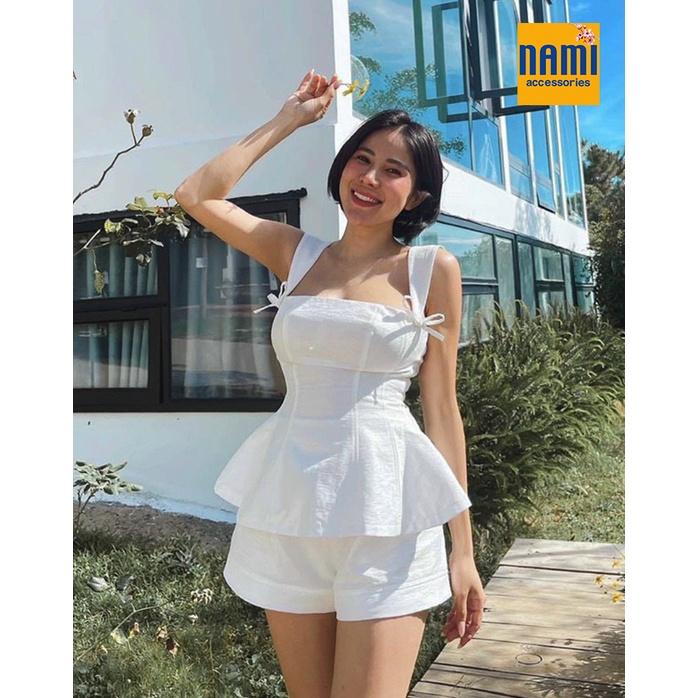 Set Áo Peplum Đính Nơ Kèm Quần Short Tapta Dễ Thương Xinh Xắn - ATNU020