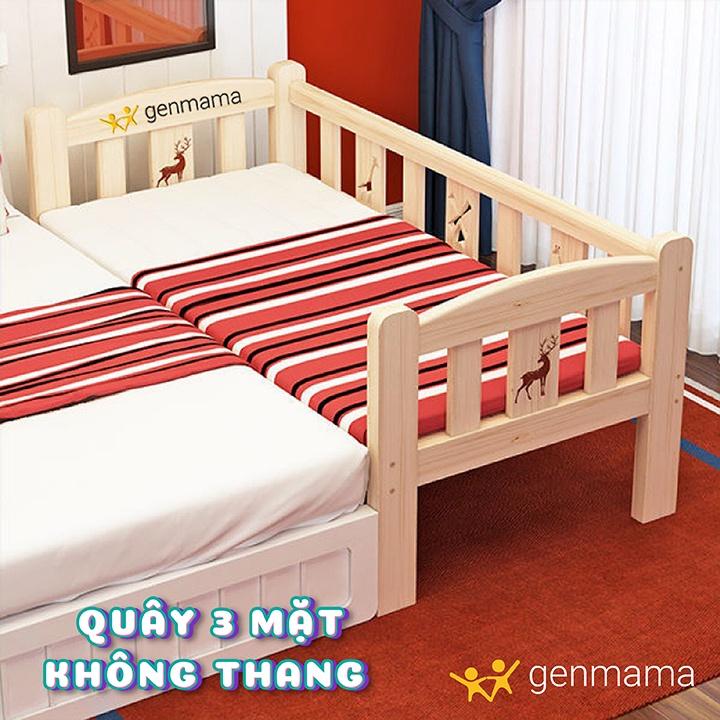 Giường ngủ ghép cho bé, giường trẻ em bằng gỗ ghép cạnh giường ba mẹ quây 3 cạnh kích thước dài 1m5 rộng 70cm, gỗ thông