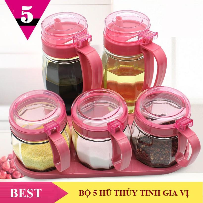 Bộ 5 hũ đựng gia vị