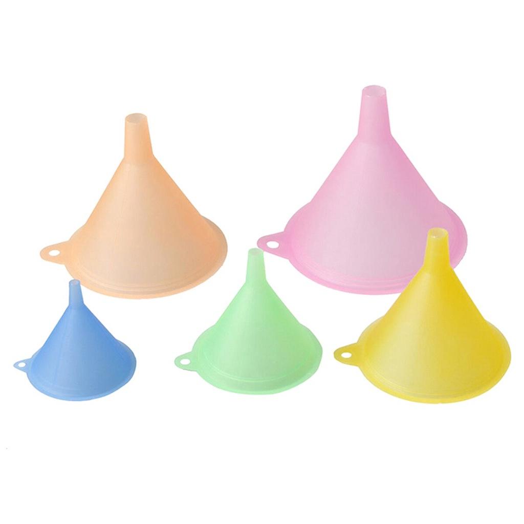 AA 5 Pcs Candy Color Funnel Food Grade Plastic Liquid Container for Spices Powder Oils