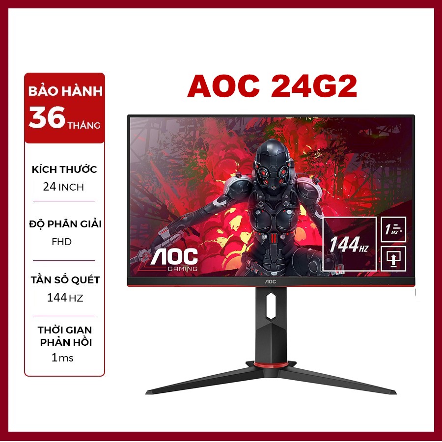 Màn hình AOC 24G2 24&quot; IPS 144Hz FreeSync compatible chuyên gaming - Hàng Chính Hãng