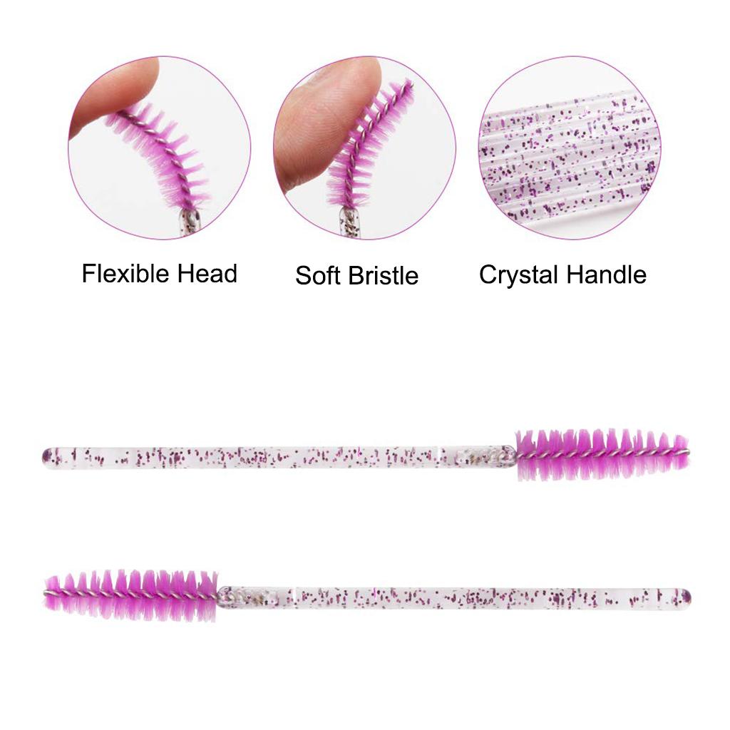 200-pack Eyelash Brush Disposable Mascara Wands Crystal Applicators