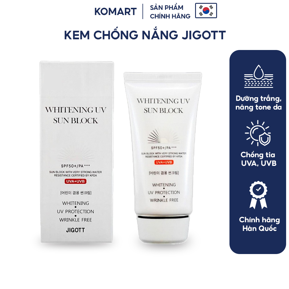 Kem Chống Nắng Dưỡng Trắng - Whitening UV Sun Block JIGOTT SPF 50+/PA+++ (70ml)