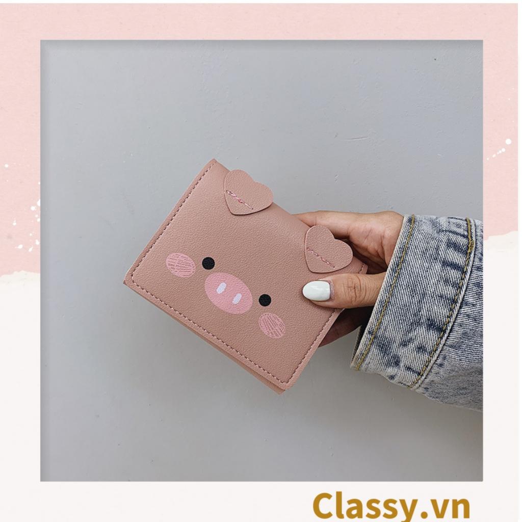 Ví bóp nữ Classy mini ngắn gấp 3 nhỏ gọn có thể bỏ túi, hình chú heo T699