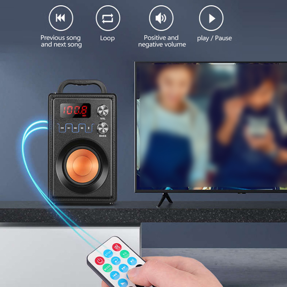 Loa không dây BT di động A800 Loa siêu trầm trong nhà và ngoài trời,Màn hình LCD