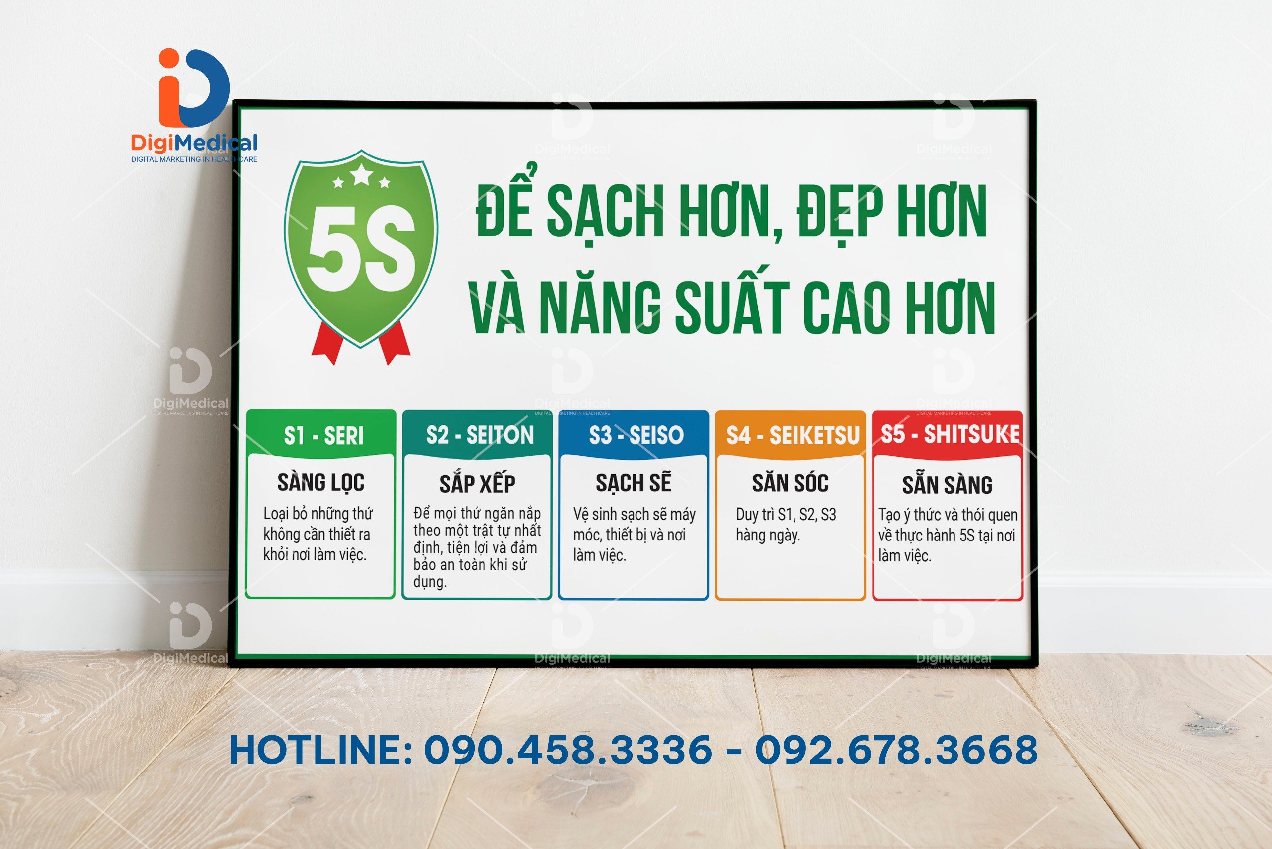 (Tranh Decal Dán) Tranh 5S Để Sạch Hơn, Đẹp Hơn Và Năng Suất Cao Hơn