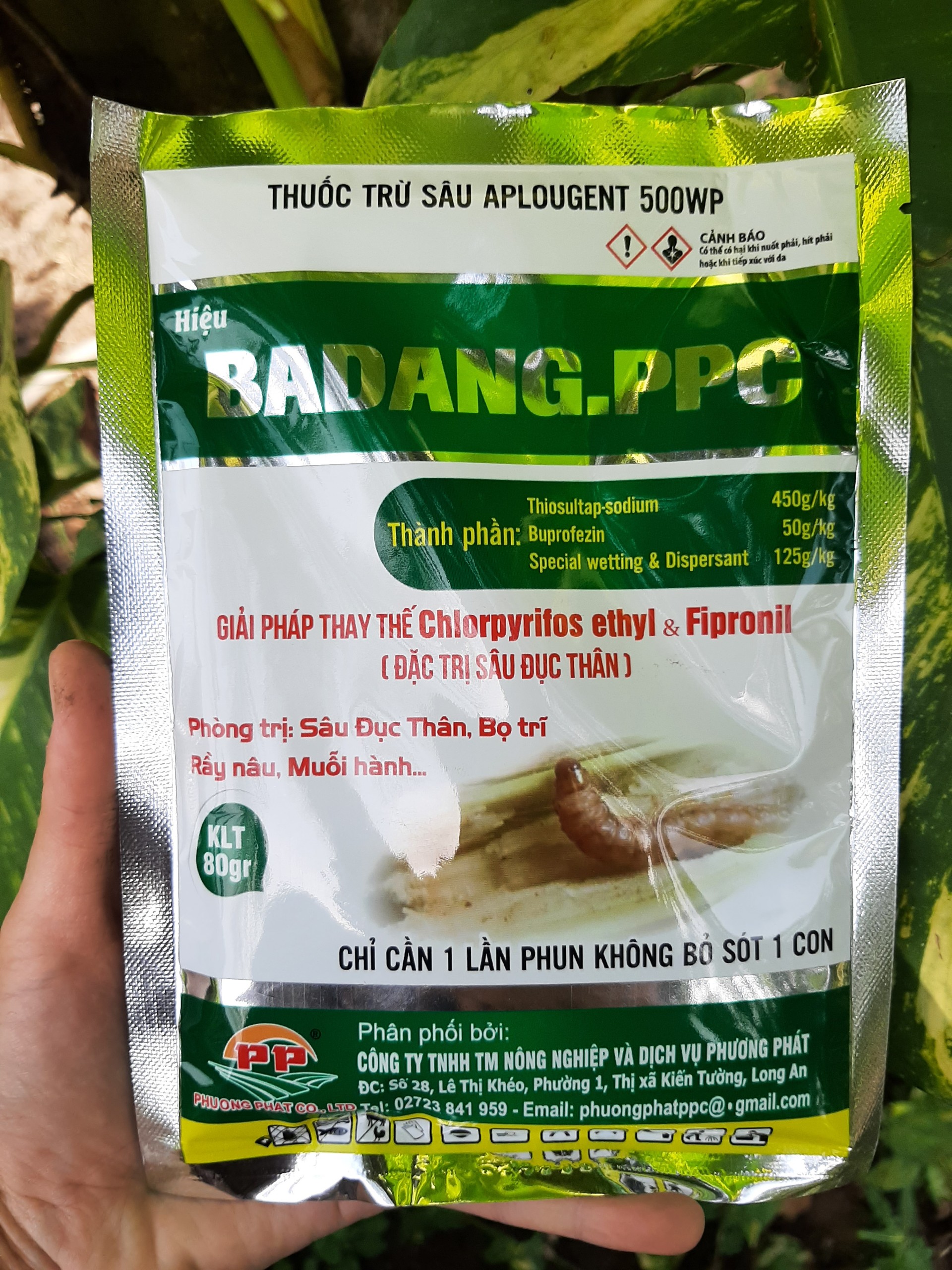Thuốc trừ sâu Badang.PPC 500WP trừ muỗi hành, sâu đục thân, bọ trĩ hại lúa gói 80gram