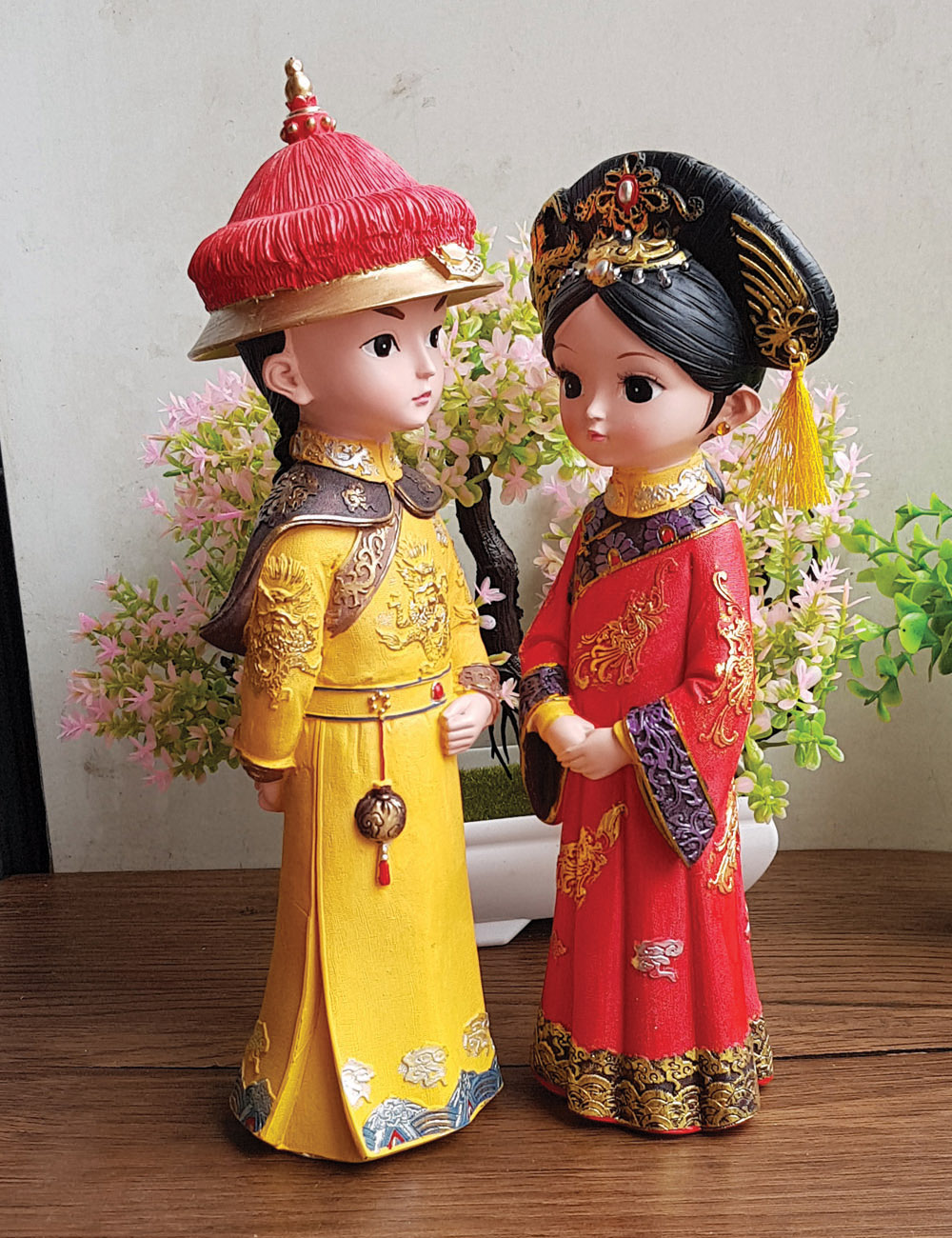 Bộ 02 tượng chibi Hoàng Thượng và Hoàng Hậu cổ trang 3D sinh động