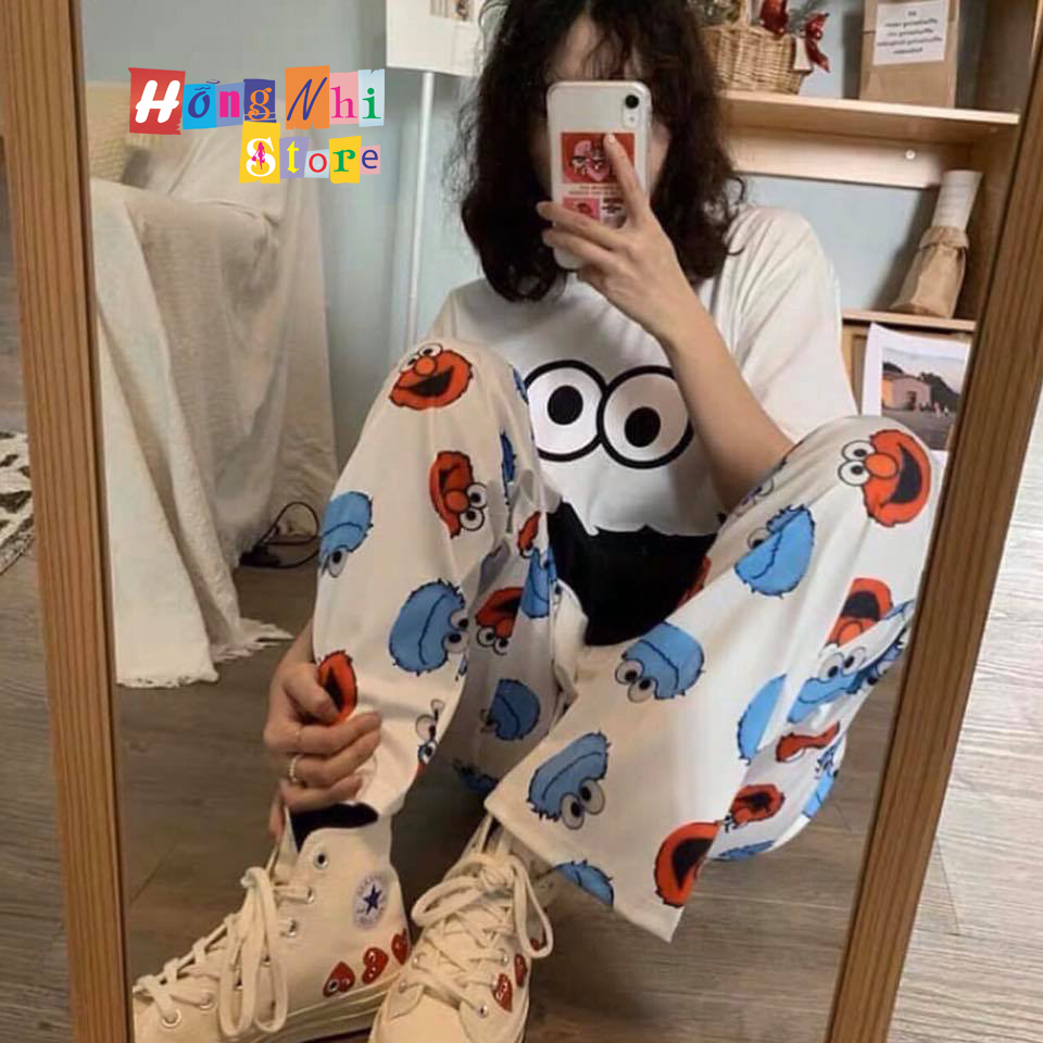 Quần Cartoon Pant Unisex, Quần Hoạt Hình Lửng Ống Rộng Lưng Thun - MM