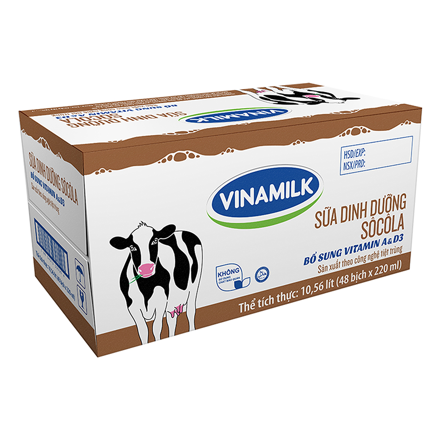 Thùng 48 Bịch Sữa Dinh Dưỡng Vinamilk Sôcôla (220ml / Bịch)