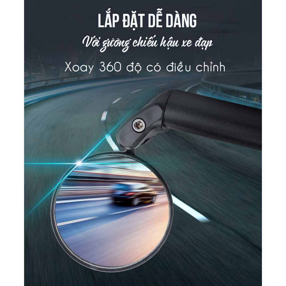 Gương Kính Chiếu Hậu Xe Đạp GXD-ML03 cho xe đạp có lỗ tay cầm phi 18-22mm xoay 360 Độ giúp quan sát phía sau xe đạp  (Mặt Gương Cầu Lồi) - Mai Lee