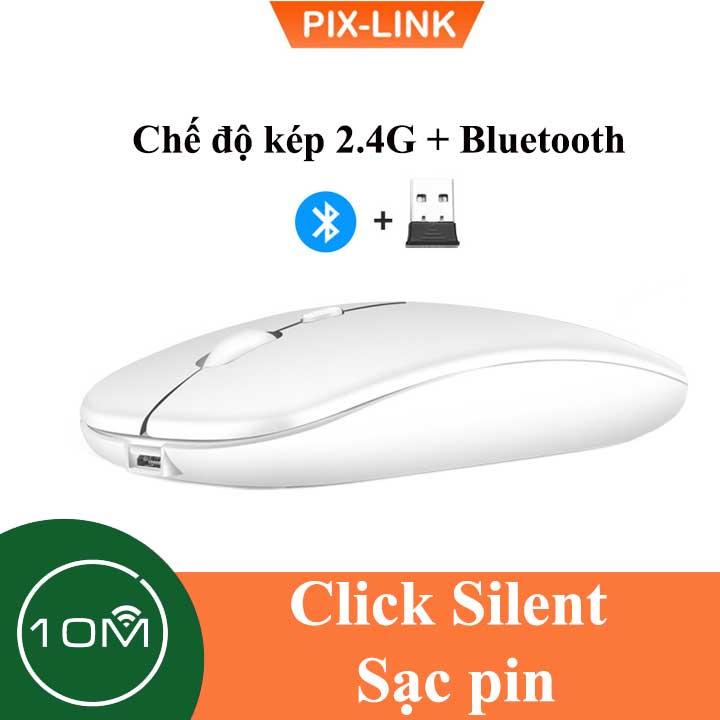 Chuột Bluetooth Không Dây PIX-LINK  P90A Wireless USB Tự Sạc Pin Siêu Mỏng, Chống Ồn - Hàng Chính Hãng