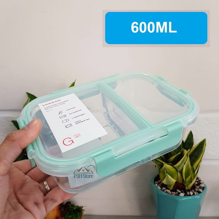 Hộp đựng thực phẩm bằng thủy tinh chia 2 ngăn 3 ngăn chịu nhiệt Lock&lock LLG456 600ml LLG457 860ml LLG458 1040ml