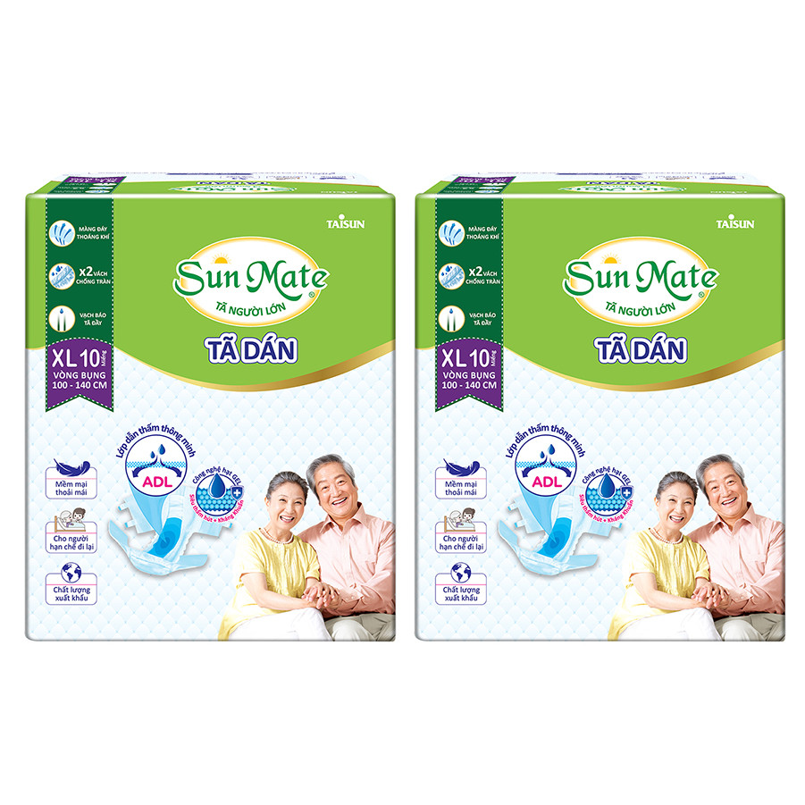 Combo 2 Tã Dán Người Lớn SunMate G2 Size XL10