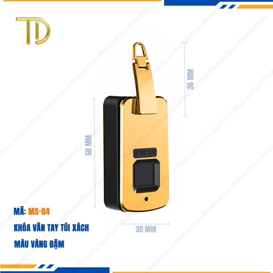 Khóa vân tay túi xách cao cấp công nghệ mạ điện Electroplating độ bền 5-8 năm