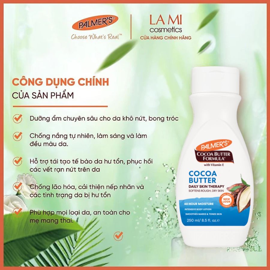 Sữa dưỡng thể Bơ Cacao dành cho da khô, sần, không nhờn rít Palmer's 250ml