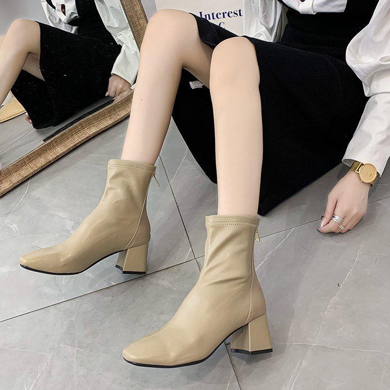 Giày Bốt Khoá Vuông Khoá Sườn Da Đẹp