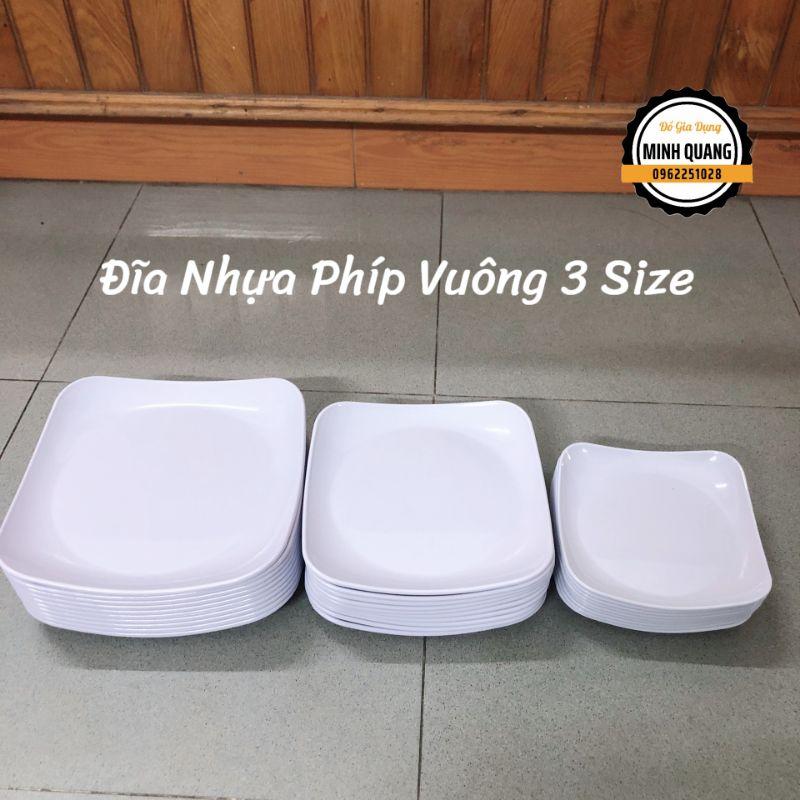 Đĩa Nhựa Phíp Vuông Trắng 3 Size Nhựa Việt Nhật Để Hoa Quả, Thực Phẩm Chịu Nhiệt Cao - Trắng