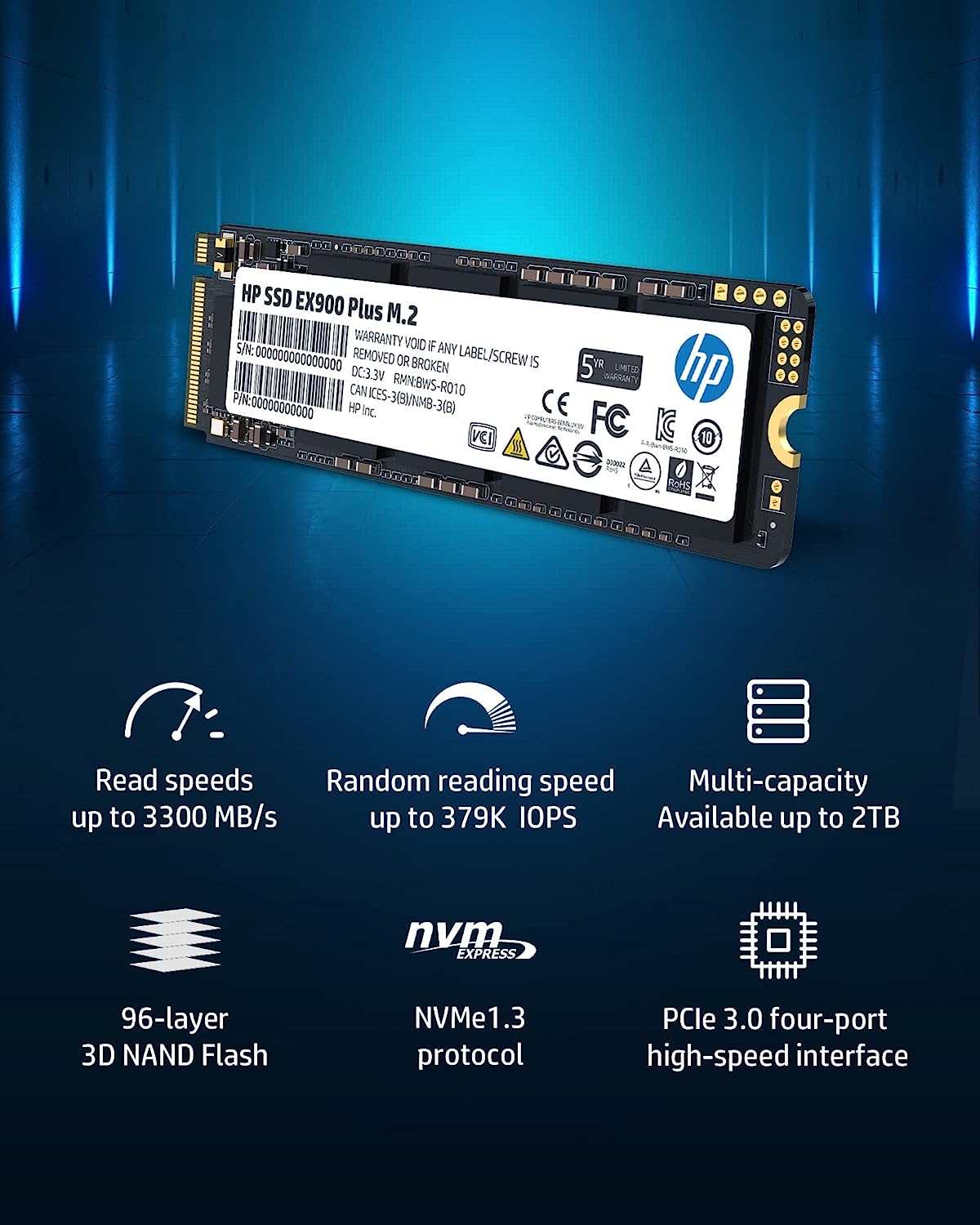 Ổ cứng SSD hiệu HP Model EX900 Plus M.2 NVMe 512GB - Hàng Chính Hãng