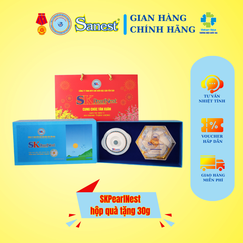 SKHPearlNest Khánh Hòa Đặc sản Yến sào - Tổ yến tinh chế hộp quà tặng 30g