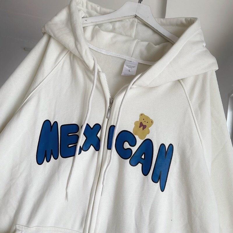 Áo Khoác Nỉ Bông MEXICAN Hoodie Zip form rộng Unisex Nam Nữ (Ảnh Thật/Có Sẵn)