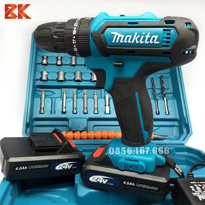 Máy Khoan Pin Bê Tông Bắt Vít MAKITA 24V - 3 chức năng- 2 Pin 4Ah - Khoan Sắt, Gỗ, Bắn Vít