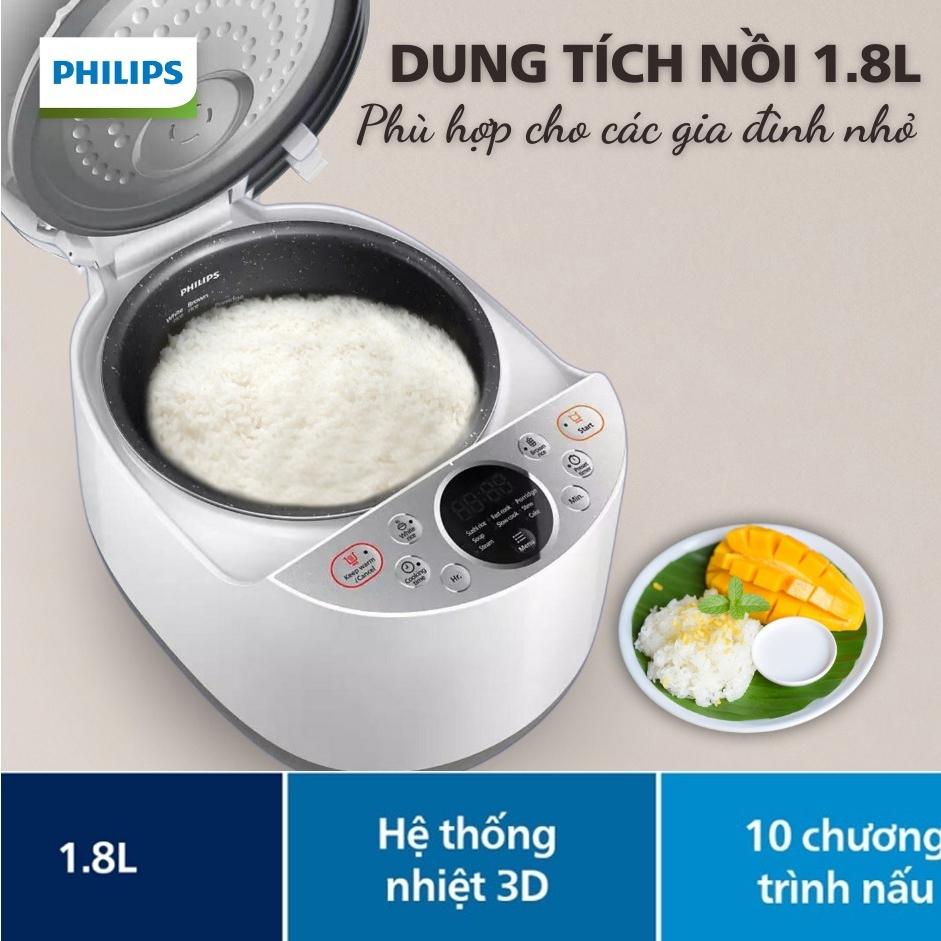 Nồi Cơm Điện Tử Philips HD4515, 1.8Lit - 1070w, Hàng Chính Hãng