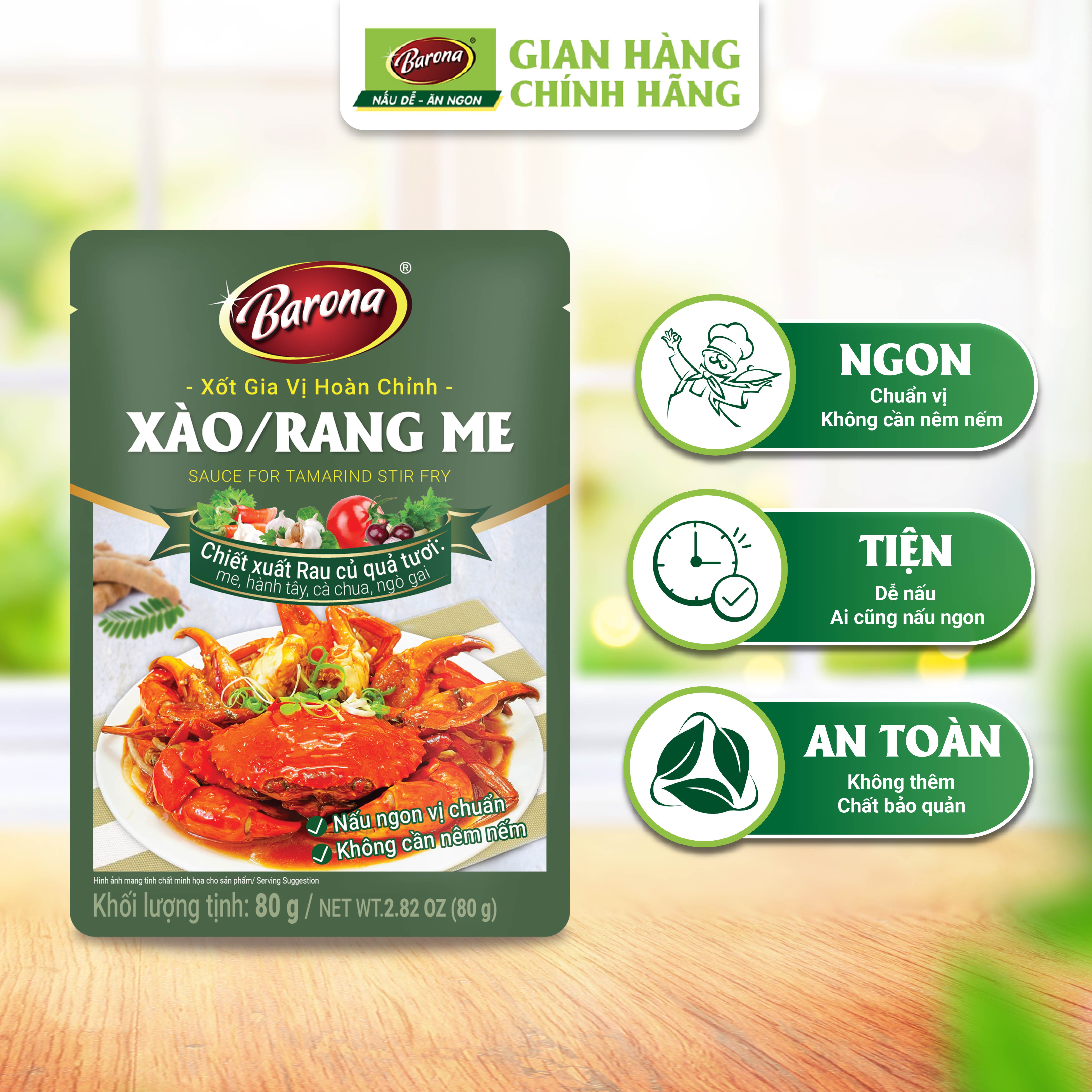 Gia Vị Xào Rang Me Barona 80g ướp ngon chuẩn vị không cần nêm nếm