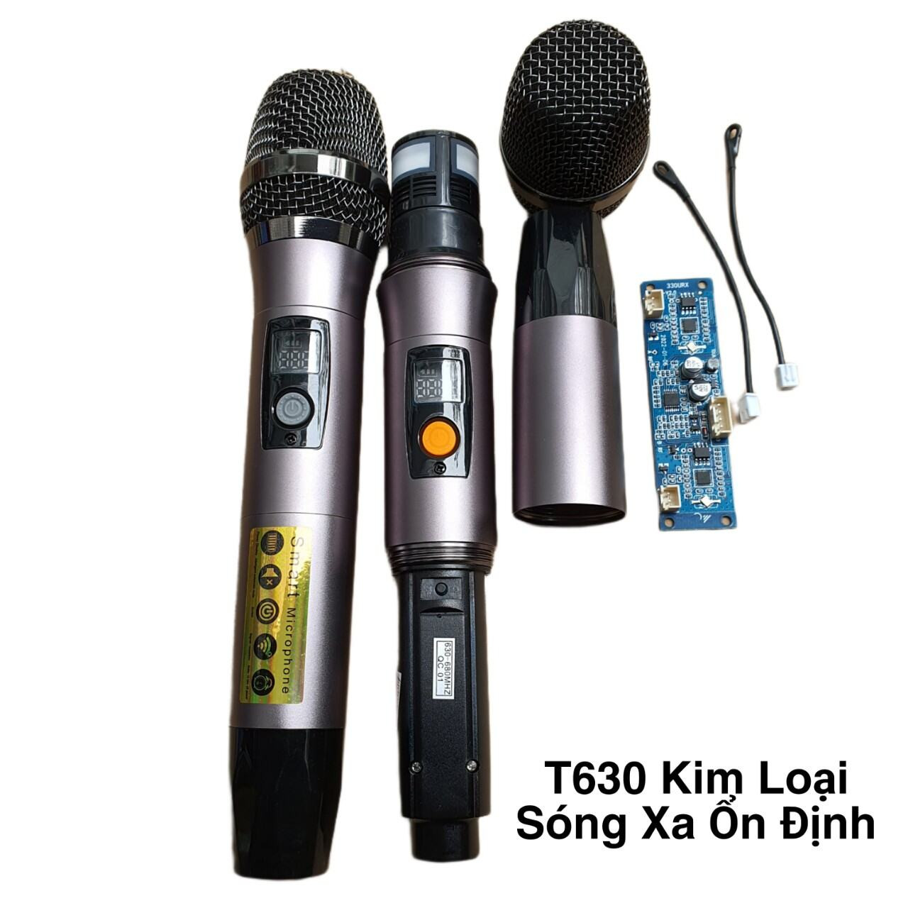 BỘ MICRO + BO CHO LOA KÉO ĐỔI ĐƯỢC KÊNH A-B SÓNG XA ỔN ĐỊNH THÂN KIM LOẠI MÀU XÁM CAO CẤP T630