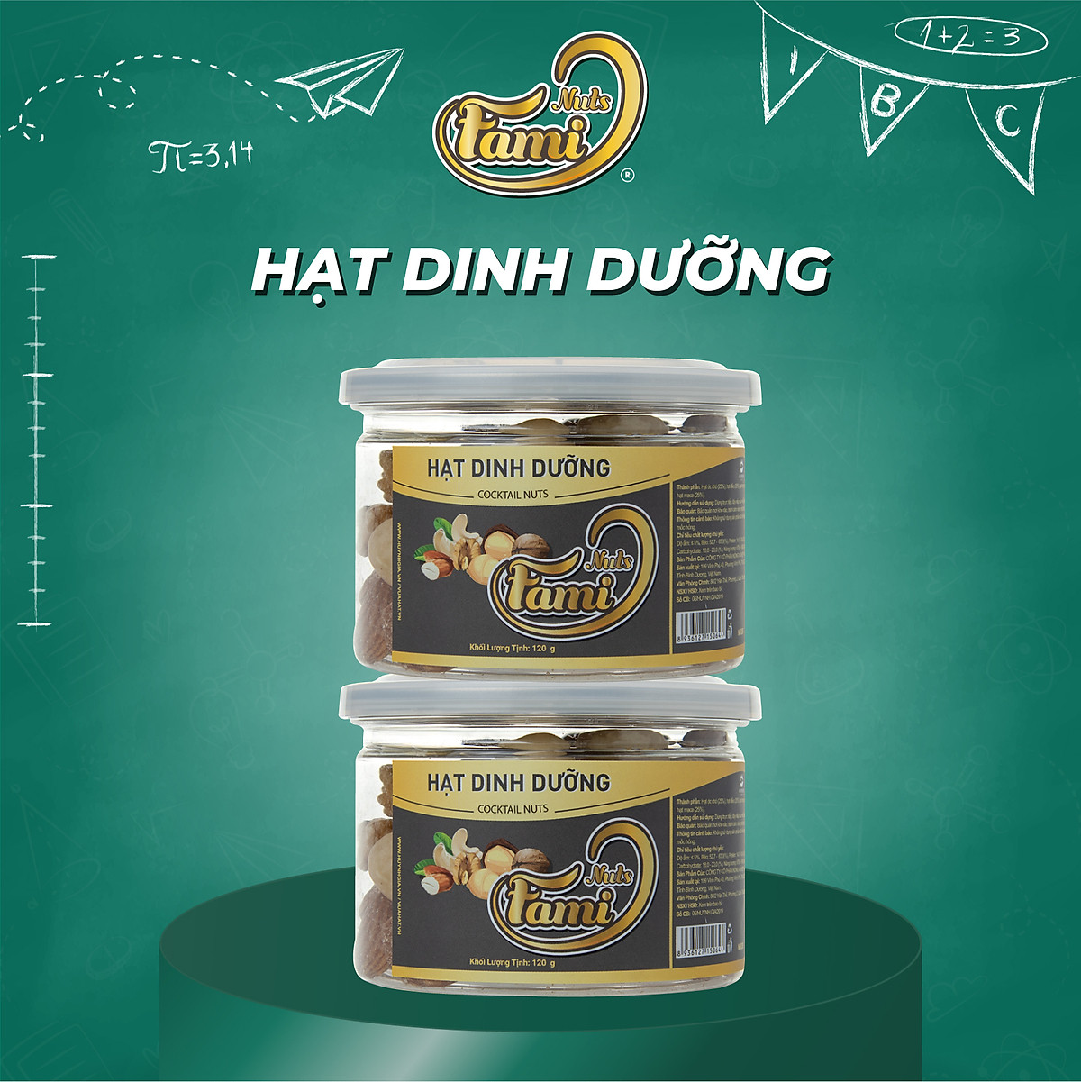 Mix 4 Hạt Dinh Dưỡng Nhập Khẩu(Nhân Óc Chó Mỹ + Hạnh Nhân Mỹ + Macca Úc + Hạt Điều A+ ) - Hũ Nắp Nhôm 120g - Hạt Dinh Dưỡng Cao Cấp FAMINUTS