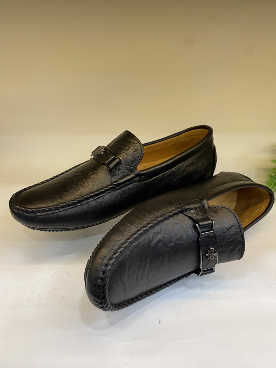 Giày Mọi Nam size 44-45-46-47 Da Bò Thật Giày Lười Bigsize Màu Đen -MB09 Giày SAGO’S BH 12 Tháng Tặng kèm vớ