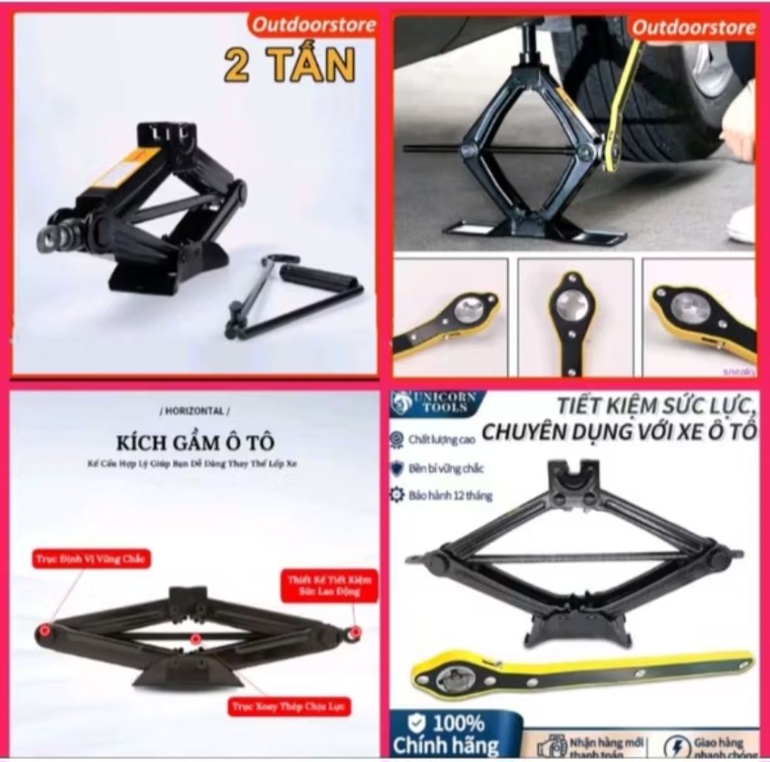 1 BỘ KÍCH NÂNG GẦM XE HƠI ÔTÔ TẶNG CỜ LÊ TAY QUAY ĐA NĂNG