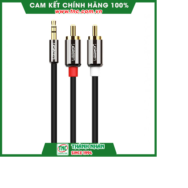 Cáp Audio 3.5mm ra 2 đầu RCA dài 5m cao cấp Ugreen 10591-Hàng chính hãng