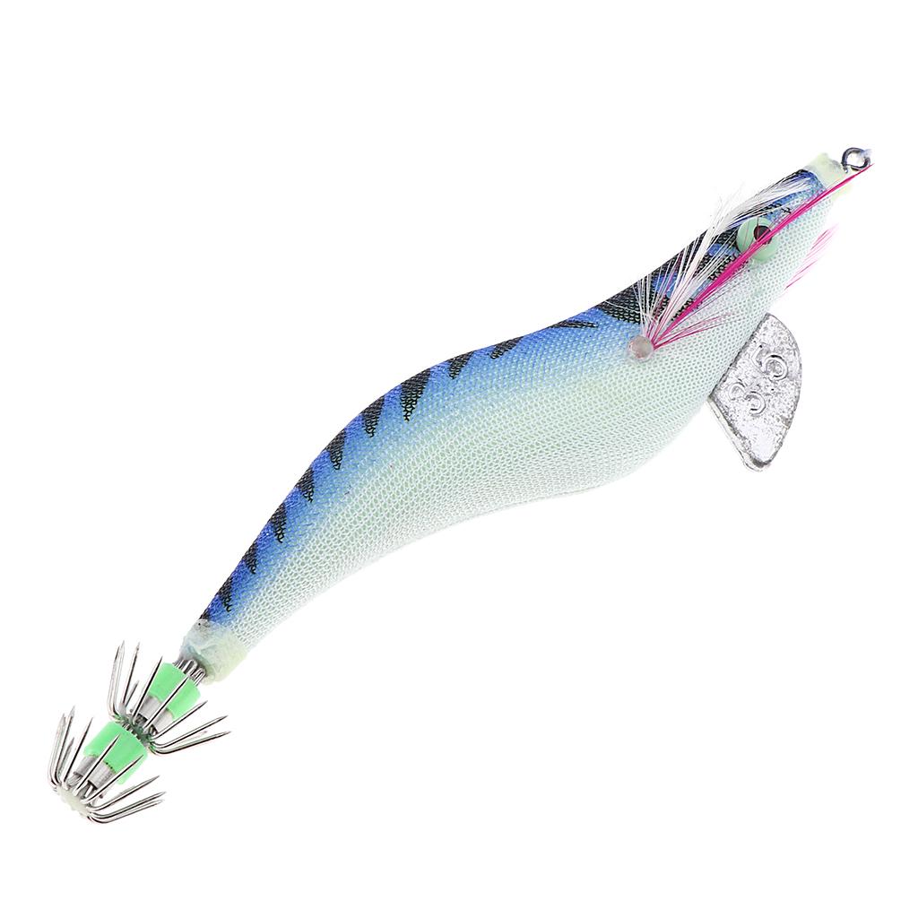 2x3.5# Squid Jigs Luminous Fishing Lures Artificial Baits Shrimp Blue