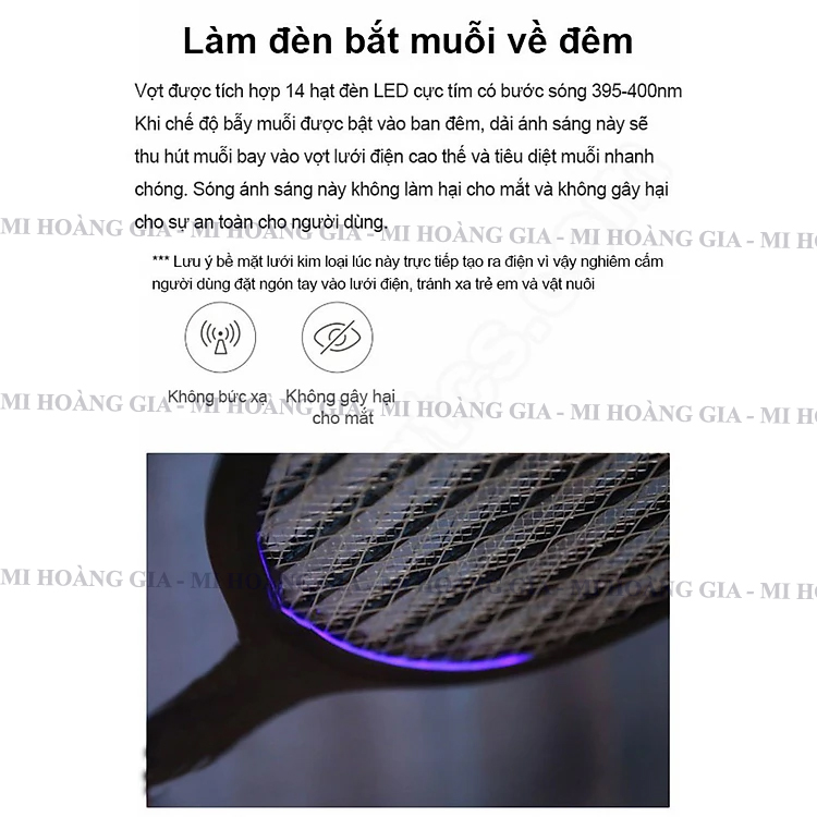 Vợt bắt muỗi Xiaomi Solove P1 làm đèn bắt muỗi vào ban đêm - Hàng Nhập Khẩu