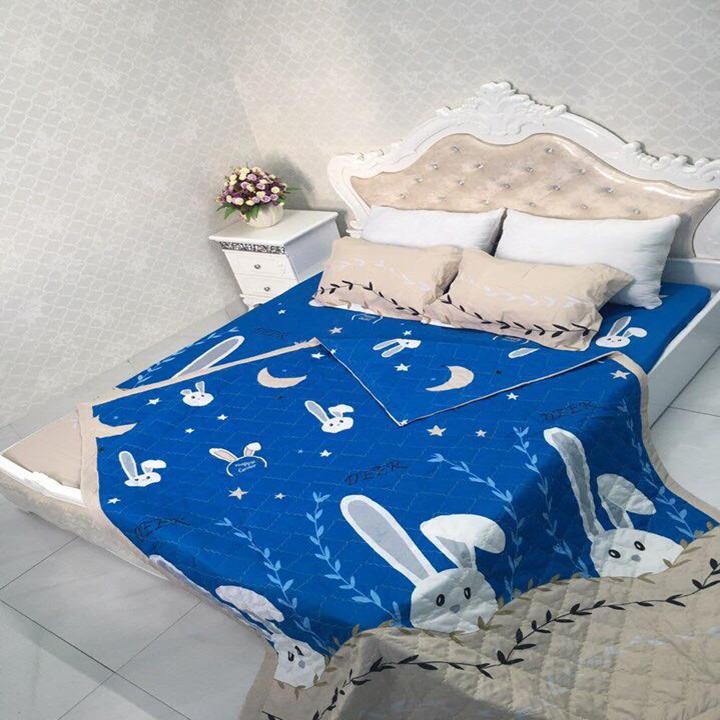 BỘ GA COTTON THỎ XANH